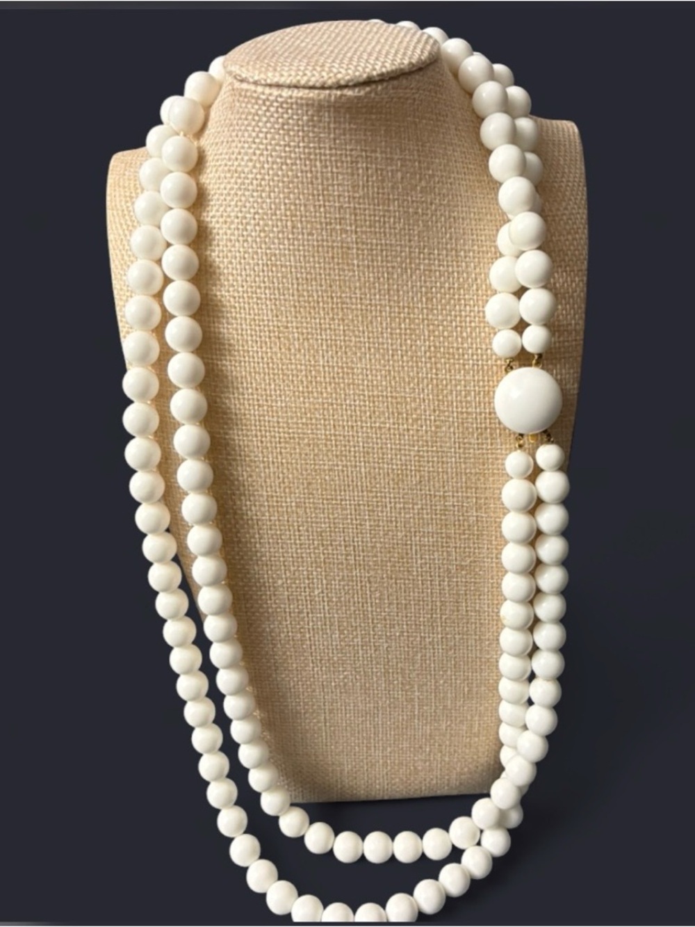 Rachelieu Faux Pearl Necklace | Double Strand Long Beaded Necklace